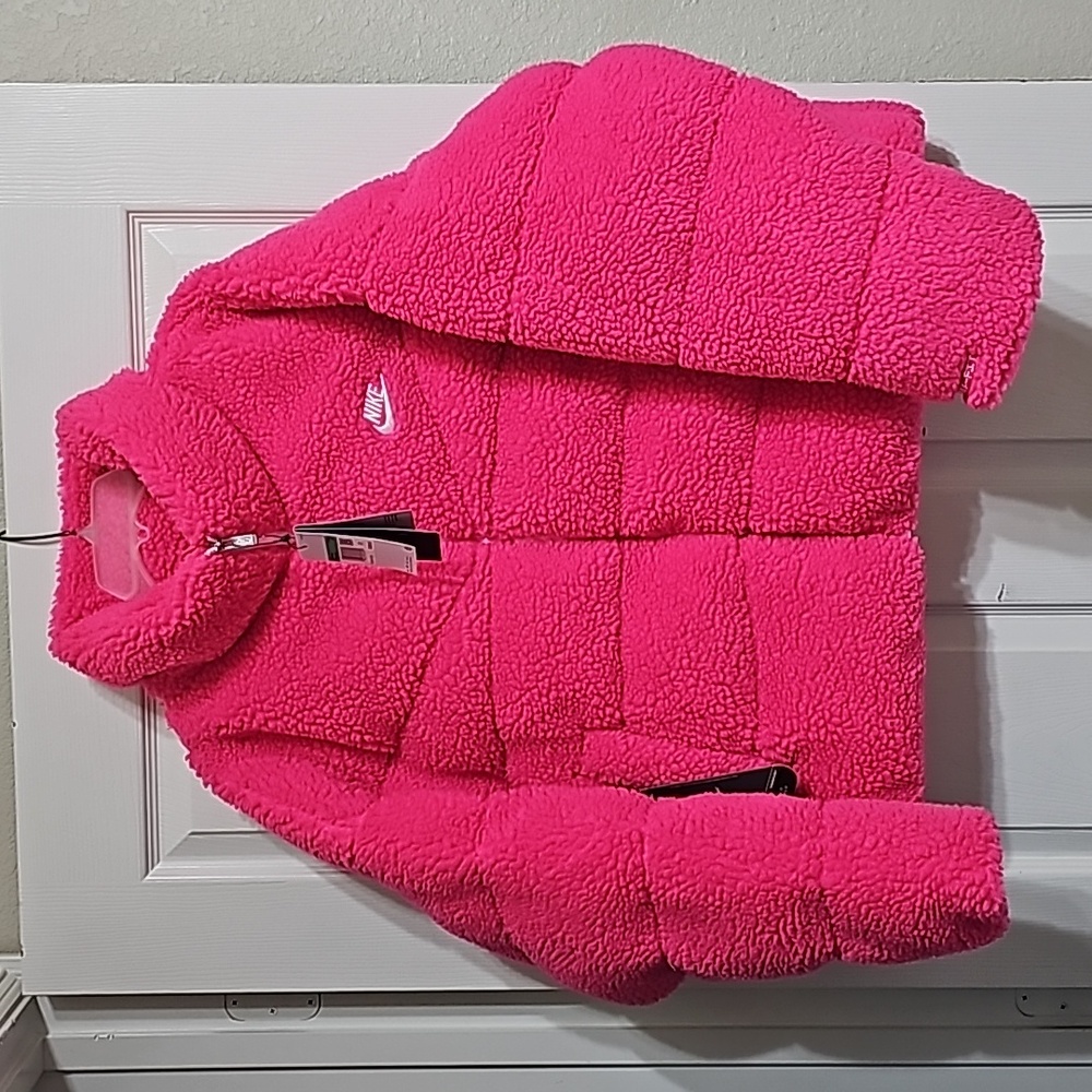 Nike Women's Therma-Fit CITY Series Hyper Pink/White Sherpa Winter Jacket XL